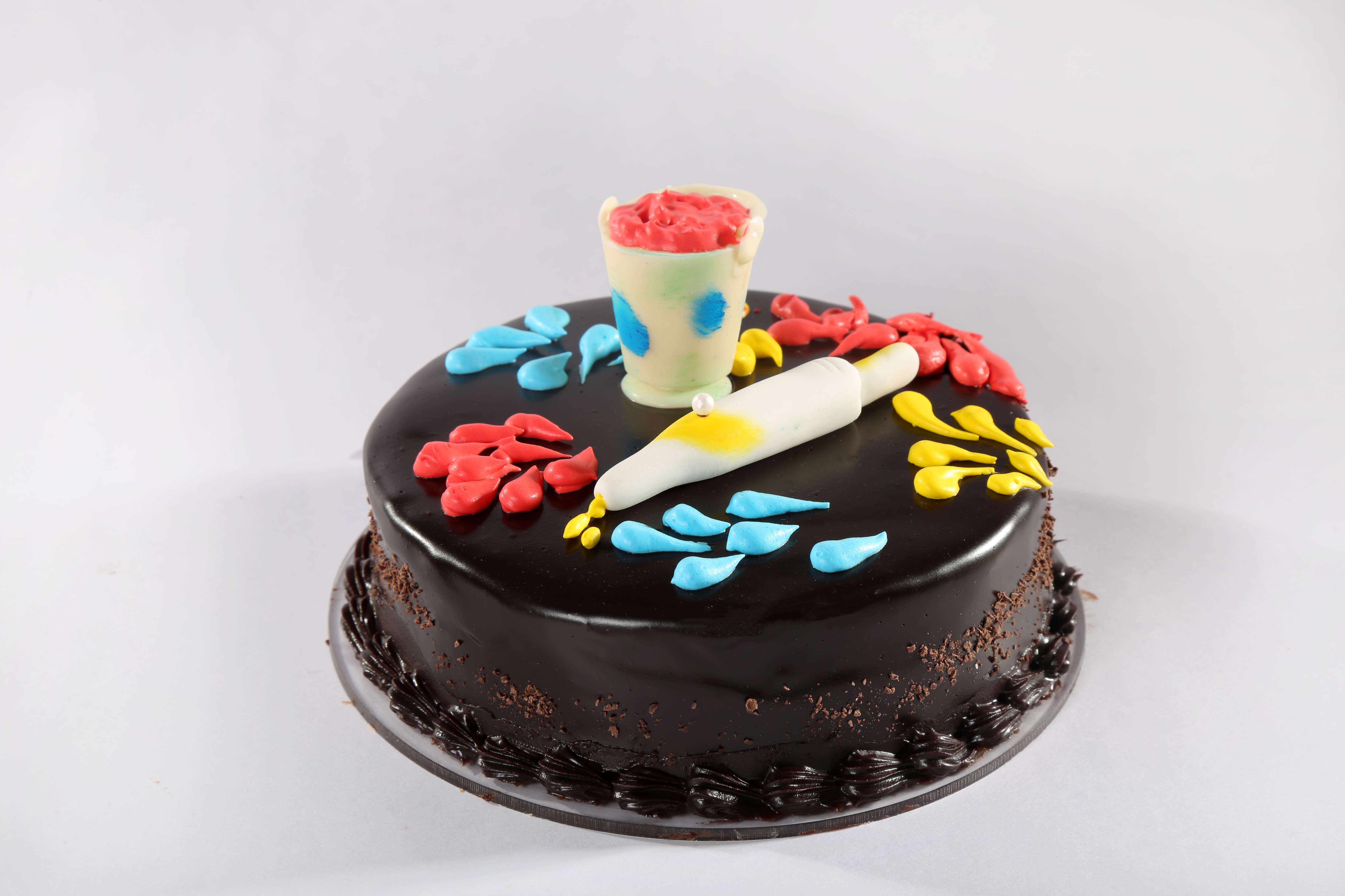 Holi Theme Delicious Chocolate Cake - Avon Bakers